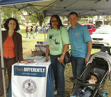 The City of Poughkeepsie Community Day in September where "ThinkDIFFERENTLY" and Dutchess County 100 Cups of Coffee collaborated to hear from the community . Pictured are Jody Miller and C.E. and second one is Jody, CE and Yvonne Flowers who was the organizer of the day’s events. (September 2017)