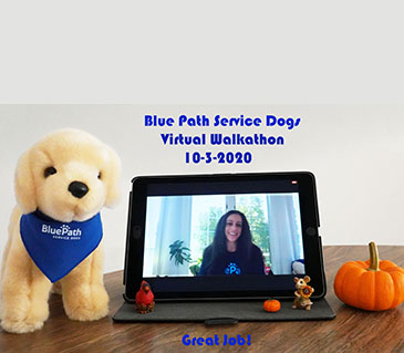 Blue Path Service Dogs hosted their annual Walkathon virtually on October 3rd to bring awareness of the benefits of service dogs in the lives of children with autism. Blue Path is a local agency which raises, trains and matches autism service dogs to children in the area. These service dogs offer safety, companionship and opportunities for independence. (10/2020)