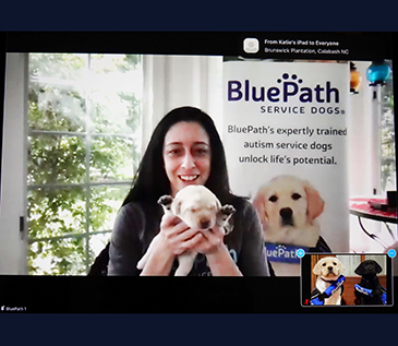 Blue Path’s annual Walk-a-thon was hosted virtually for 2021! Participants started the day by gathering online and then setting off on their own to walk and raise awareness for the agency. Blue Path matches expertly trained autism service dogs to local families, free of charge, offering individuals companionship and independence. (5/2021)