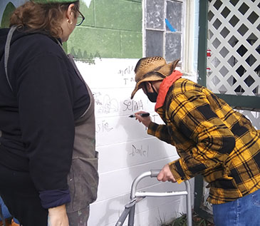 The All Abilities Teens group from Red Hook Public Library continues to make progress on their mural project! The mural is being painted on the sides of the bathhouse at Forest Acres Campground in Wilcox Park! We cannot wait to see the finished product! (11/2021)