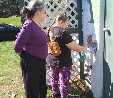 The All Abilities Teens group from Red Hook Public Library continues to make progress on their mural project! The mural is being painted on the sides of the bathhouse at Forest Acres Campground in Wilcox Park! We cannot wait to see the finished product! (11/2021)