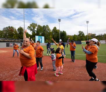 Down Syndrome Association of the Hudson Valley’s Buddy Walk 2022- Music from DJ Eric was enjoyed by many, seen here dancing around the ball field. 10/01/2022