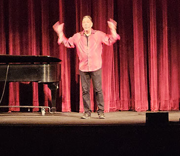 David Gonzalez performed “Cuentos- Tales from the Latino World” at the Bardavon, in partnership with Art Mid Hudson and Dutchess County Tourism. Here, David’s hands are blurry as an example of how movement of his body is part of the performance. 3/16/23