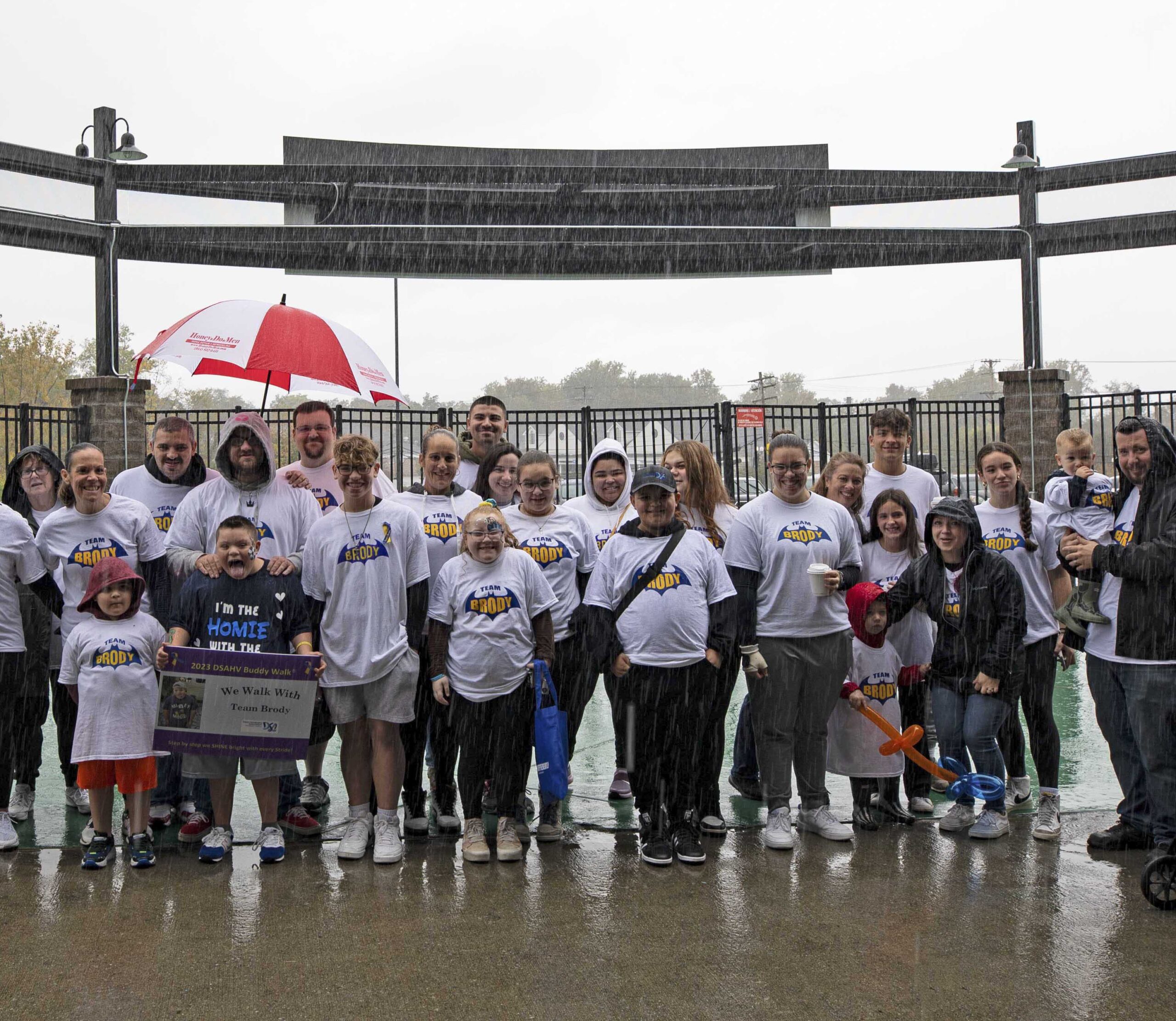 We walk with Team Brody! In this picture approximately 30 family and loved ones for “Brody” gathered for a picture. Down Syndrome Association of the Hudson Valley’s annual Buddy Walk at Heritage Financial Park on October 7, 2023